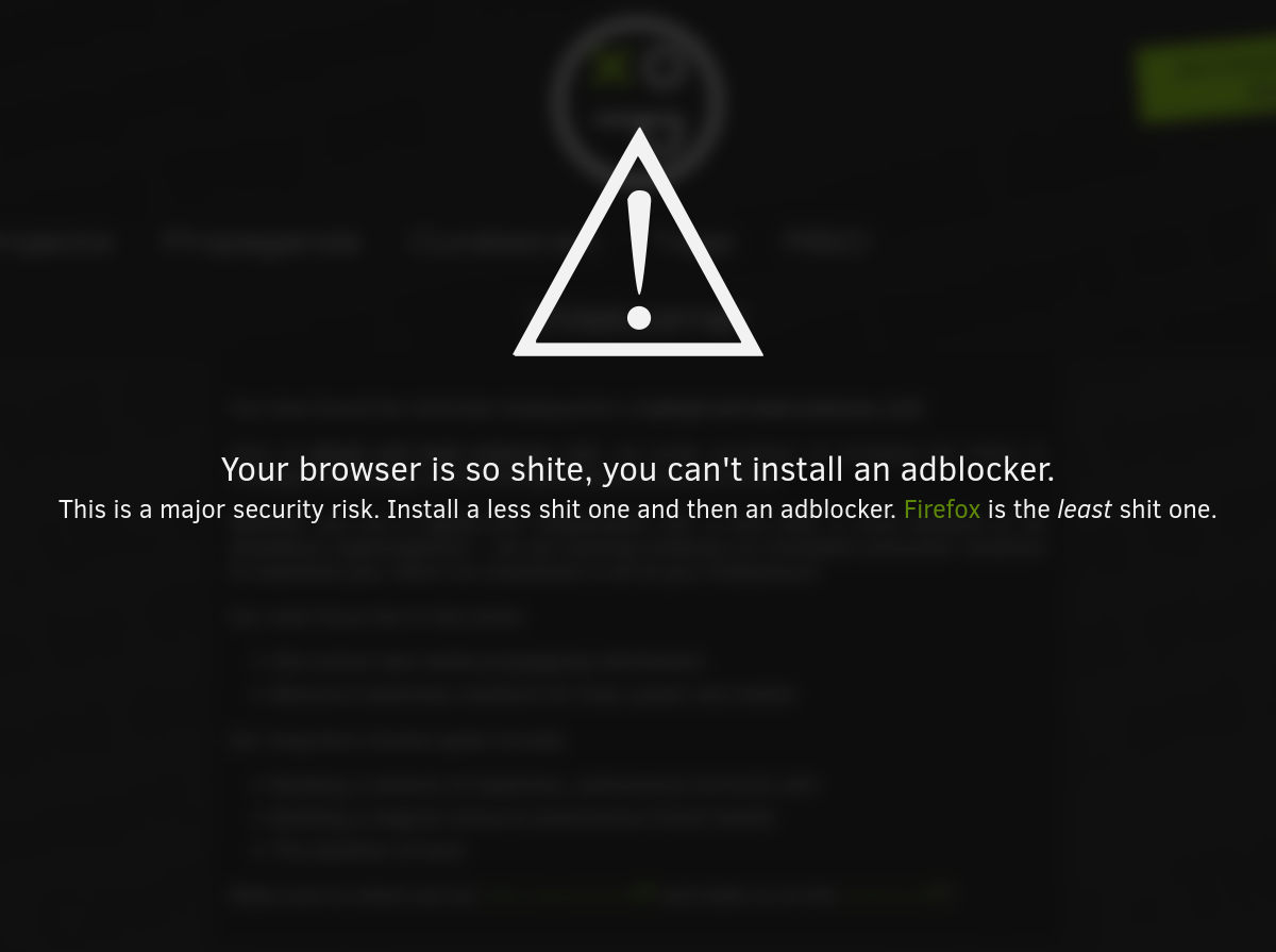 What people with especially shitty browsers get to see when visiting this site.